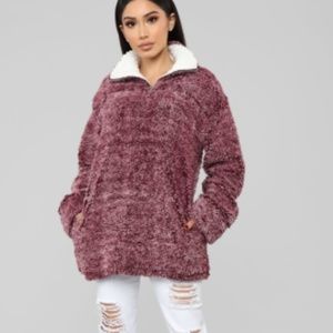 Fashion Nova Sherpa Half Zip Up hoodie